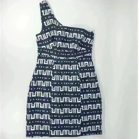 Lucky Ducky One Shoulder Navy and White Dress Size Small - Picture 1 of 6